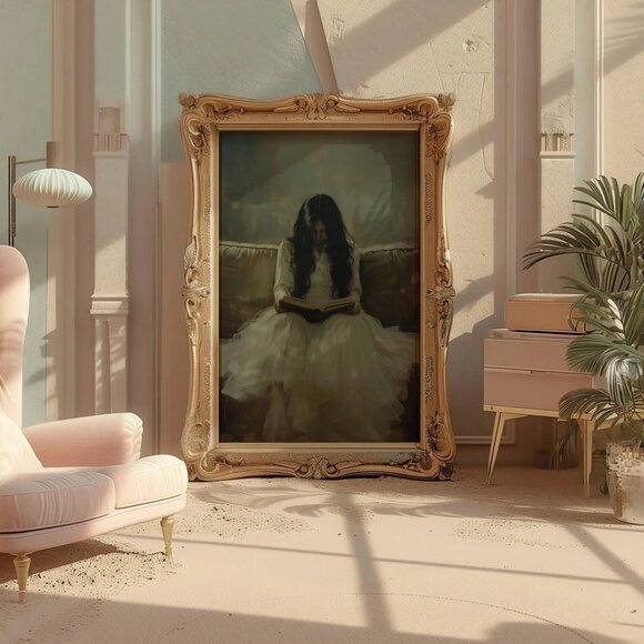 Original Dark Literary Art Print + Digital Copy, Vintage White Dress - Picture 10 of 10